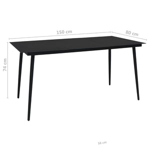 Set da Pranzo da Esterni 7 pz in Corda di Cotone e Acciaio Nero 48570