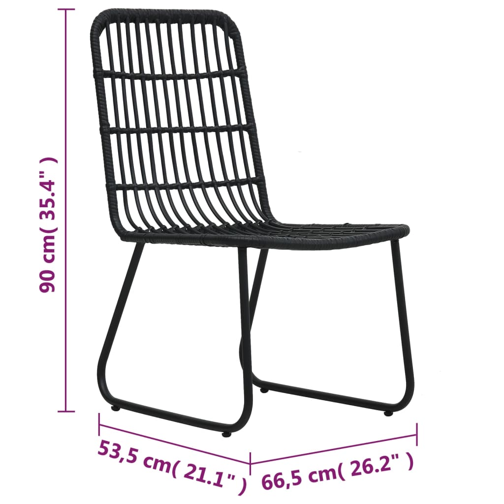 Sedie da Giardino 2 pz in Polyrattan Nere cod mxl 23053