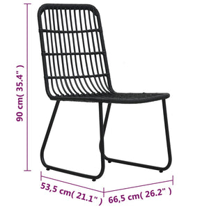 Sedie da Giardino 2 pz in Polyrattan Nere cod mxl 23053