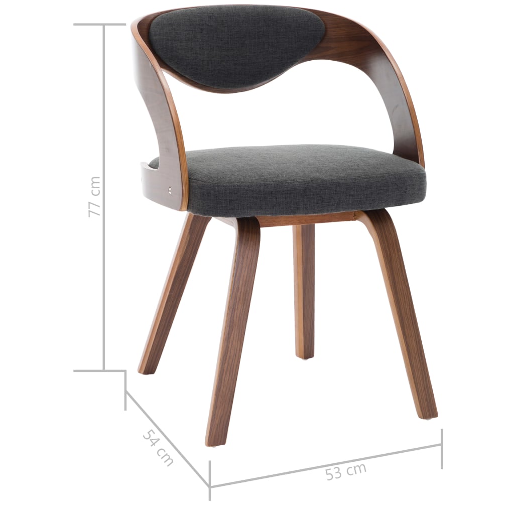 Sedie da Pranzo 4 pz Legno Curvato e Tessuto Grigio 278842