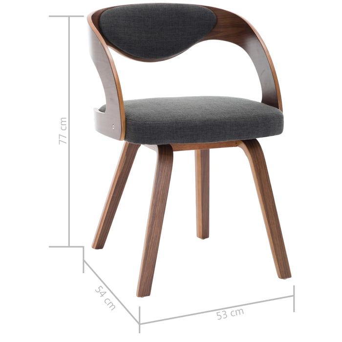Sedie da Pranzo 4 pz Legno Curvato e Tessuto Grigio 278842