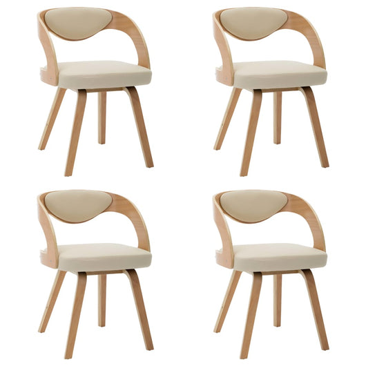 Sedie da Pranzo 4 pz in Legno Curvato e Similpelle Crema 278844