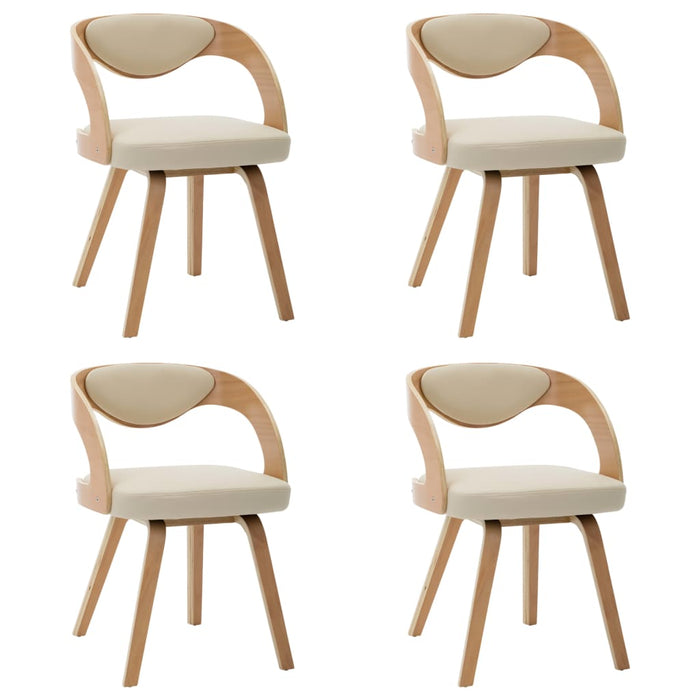 Sedie da Pranzo 4 pz in Legno Curvato e Similpelle Crema