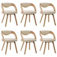 Sedie da Pranzo 6 pz Crema in Legno Piegato e Similpelle 278845