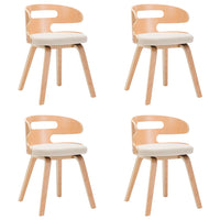 Sedie da Pranzo 4 pz Crema in Legno Piegato e Tessuto cod mxl 8824