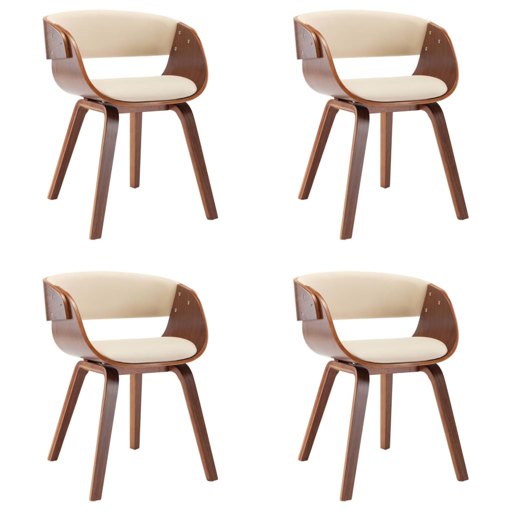 Sedie da Pranzo 4 pz in Legno Curvato e Similpelle Crema 278857