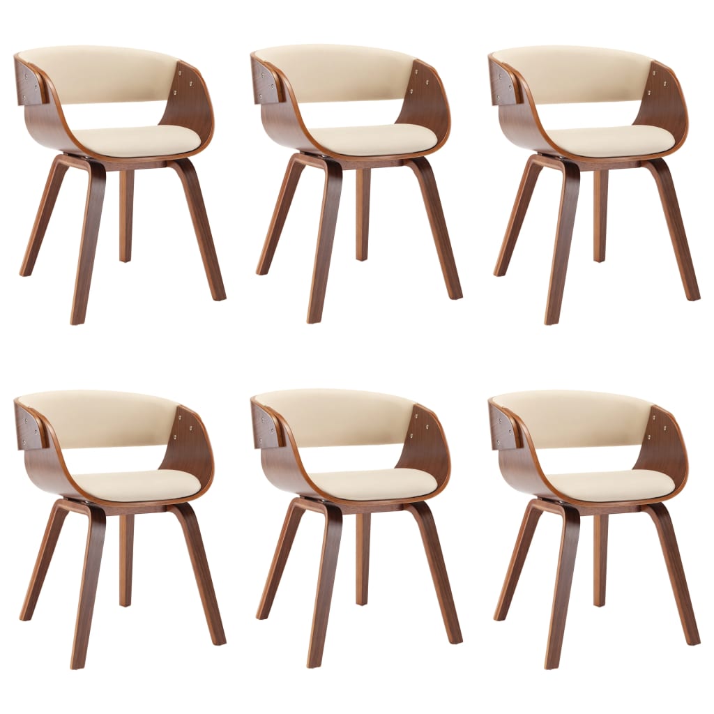 Sedie da Pranzo 6 pz Crema in Legno Piegato e Similpelle 278858