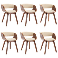 Sedie da Pranzo 6 pz Crema in Legno Piegato e Similpelle cod mxl 20849