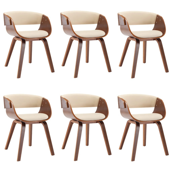 Sedie da Pranzo 6 pz Crema in Legno Piegato e Similpelle cod mxl 20849