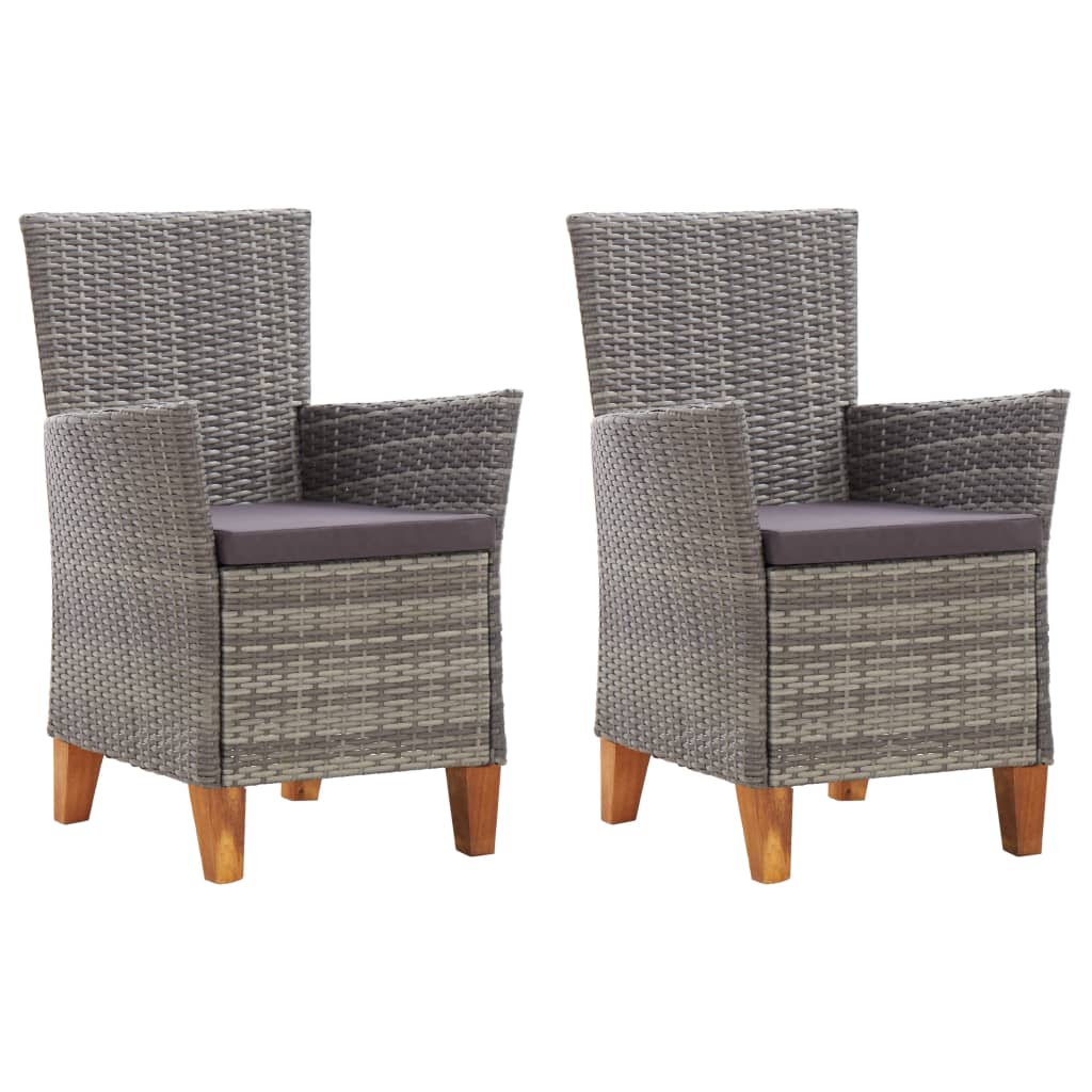 Sedie da Giardino 2 pz con Cuscini in Polyrattan Grigio cod mxl 55307