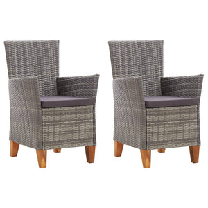 Sedie da Giardino 2 pz con Cuscini in Polyrattan Grigio cod mxl 55307