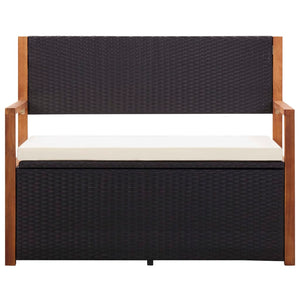 Panca da giardino arredo da giardino per esterni terrazza 115 x 50 x 85 cm resina intrecciata e legno di acacia nera 02_0011185