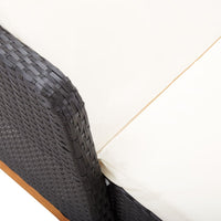 Lettino Prendisole Polyrattan e Legno Massello di Acacia Nero cod mxl 5720