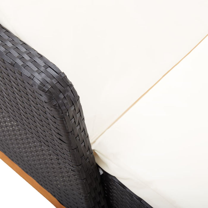 Lettino Prendisole Polyrattan e Legno Massello di Acacia Nero cod mxl 5720