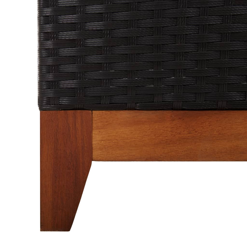 Lettino Prendisole Polyrattan e Legno Massello di Acacia Nero cod mxl 5720