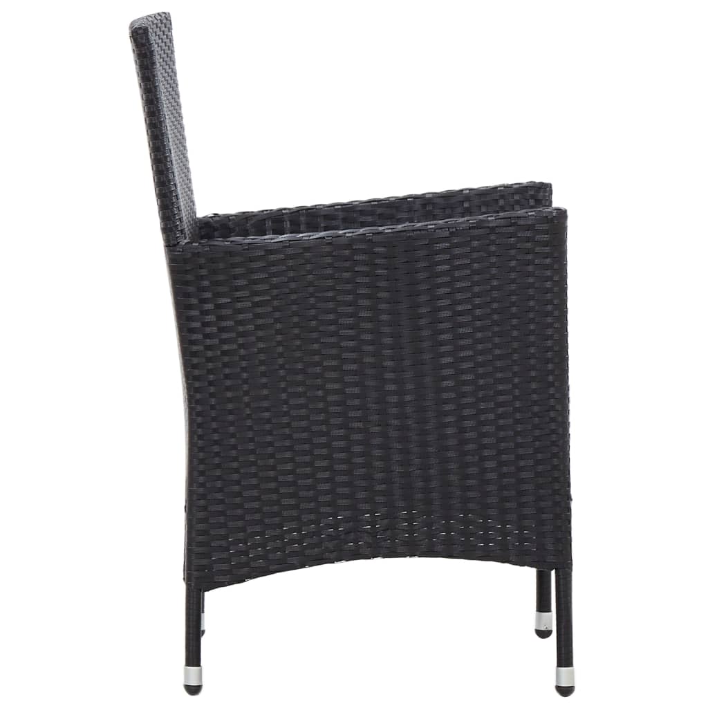 Set da Pranzo da Giardino 5 pz con Cuscini in Polyrattan Nero 46025