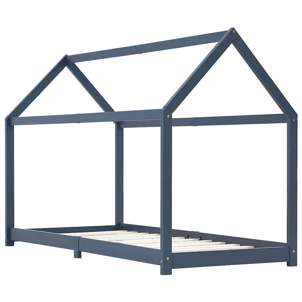 Giroletto per Bambini-Struttura Letto Bambini Grigio in Massello di Pino 90x200 cm 114162