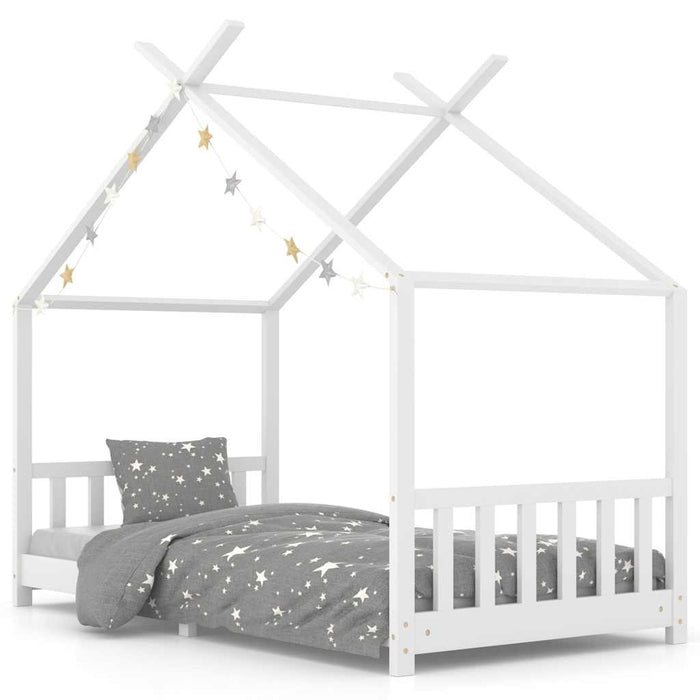 Giroletto per Bambini-Struttura Letto Bambini Bianco in Massello di Pino 90x200 cm 852064