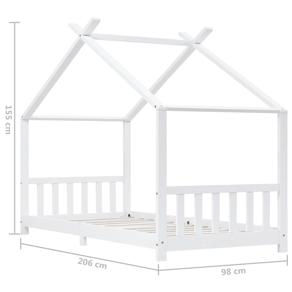 Giroletto per Bambini-Struttura Letto Bambini Bianco in Massello di Pino 90x200 cm 852064