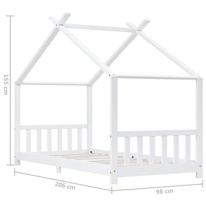 Giroletto per Bambini-Struttura Letto Bambini Bianco in Massello di Pino 90x200 cm 852064