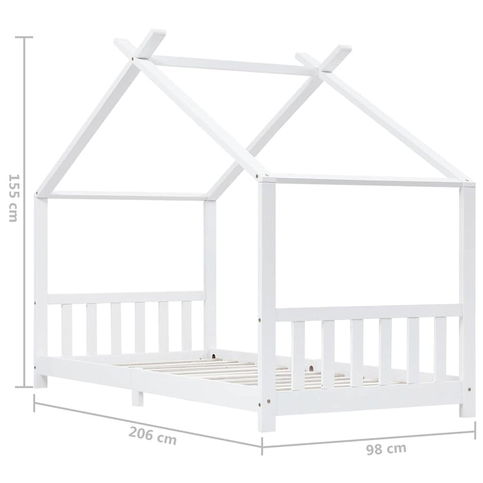 Giroletto per Bambini-Struttura Letto Bambini Bianco in Massello di Pino 90x200 cm 852064