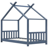 Giroletto per Bambini Grigio in Legno Massello di Pino 80x160cm 283371