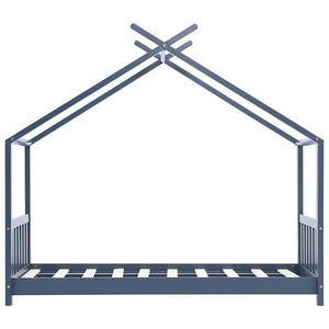 Giroletto per Bambini Grigio in Legno Massello di Pino 80x160cm 283371