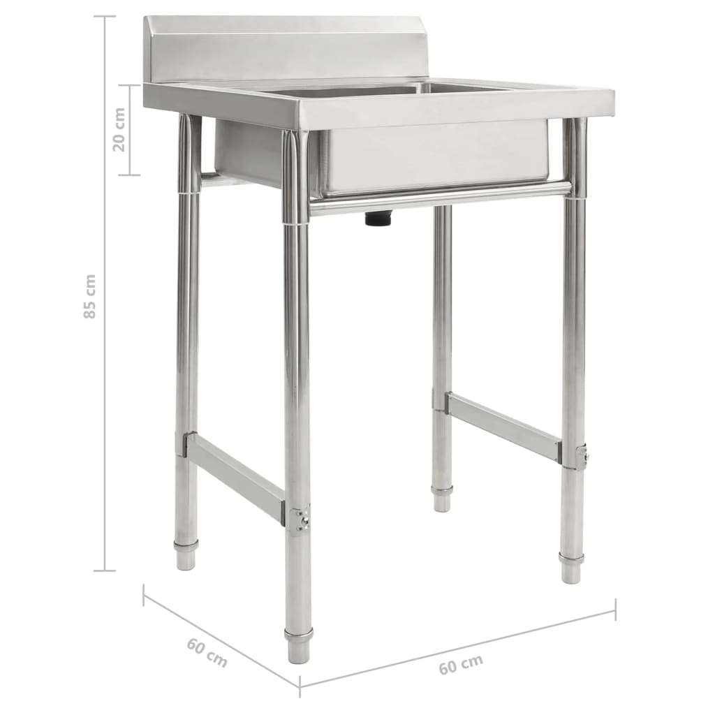 Lavello cucina professionale vasca singola 60 x 60 cm inox 02_0002331