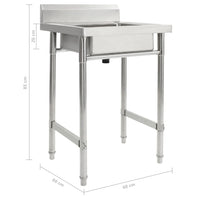 Lavello cucina professionale vasca singola 60 x 60 cm inox 02_0002331