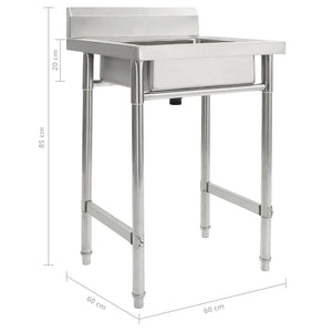 Lavello cucina professionale vasca singola 60 x 60 cm inox 02_0002331