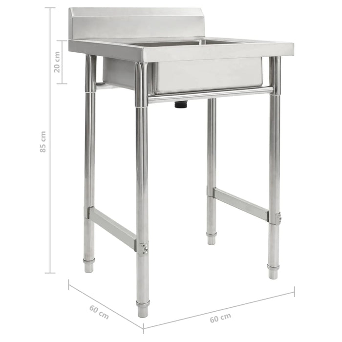 Lavello cucina professionale vasca singola 60 x 60 cm inox 02_0002331