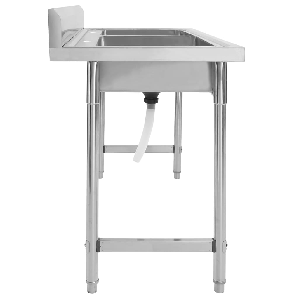 Lavello da Cucina a Doppia Vasca in Acciaio Inox 144291