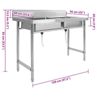 Lavello da Cucina a Doppia Vasca in Acciaio Inox 144291