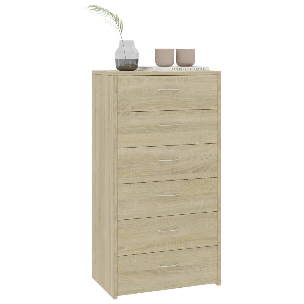 Credenza 6 Cassetti Rovere Sonoma 50x34x96cm Legno Multistrato 800669