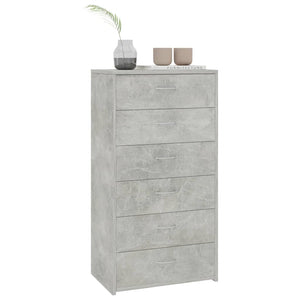 Credenza 6 Cassetti Grigio Cemento 50x34x96cm Legno Multistrato 800670