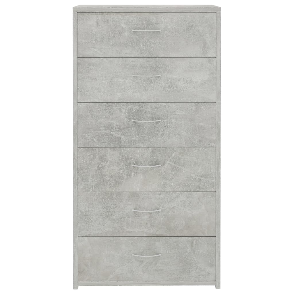 Credenza 6 Cassetti Grigio Cemento 50x34x96cm Legno Multistrato 800670
