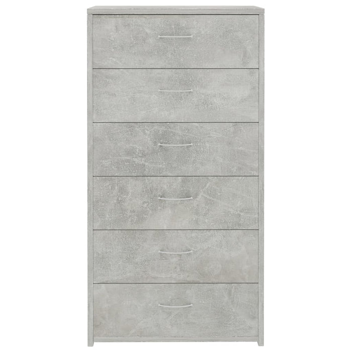 Credenza 6 Cassetti Grigio Cemento 50x34x96cm Legno Multistrato 800670