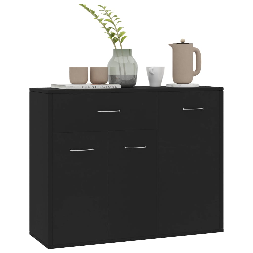 Credenza Nera 88x30x70 cm in Legno Multistrato 800676