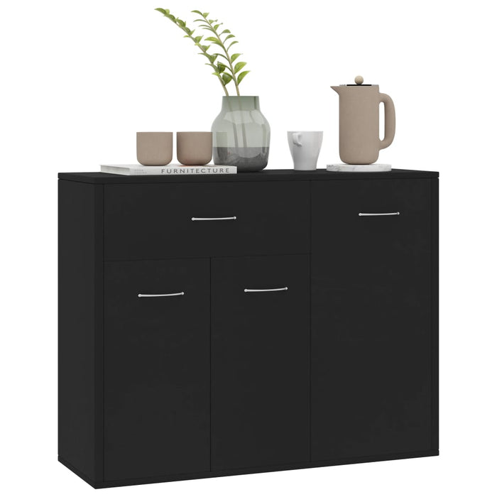 Credenza Nera 88x30x70 cm in Legno Multistrato 800676