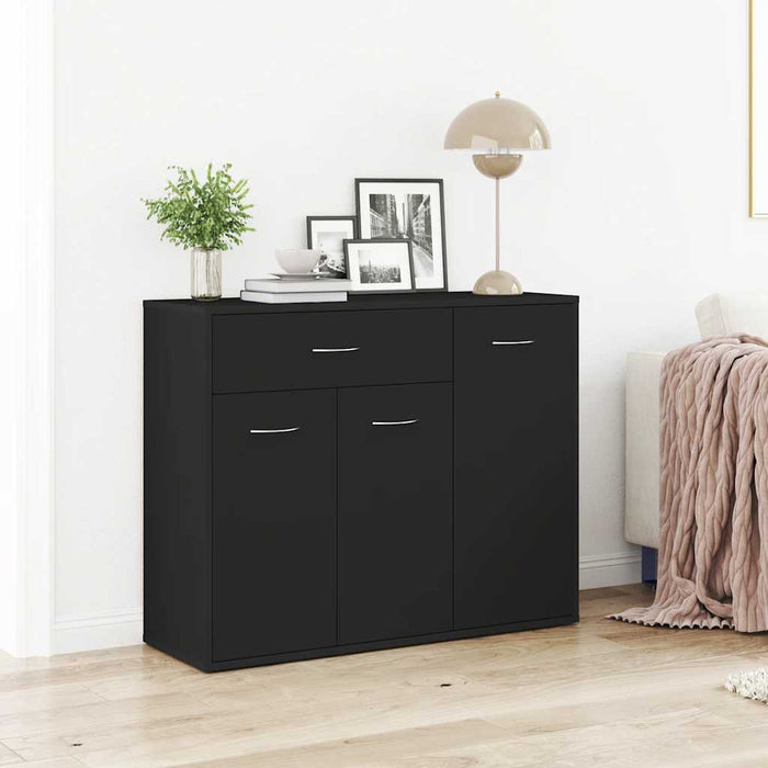 Credenza-Buffet-Armadio da cucina Nera 88x30x70 cm in Legno Multistrato