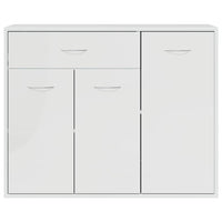 Credenza-Buffet-Armadio da cucina Bianco Lucido 88x30x70 cm in Legno Multistrato