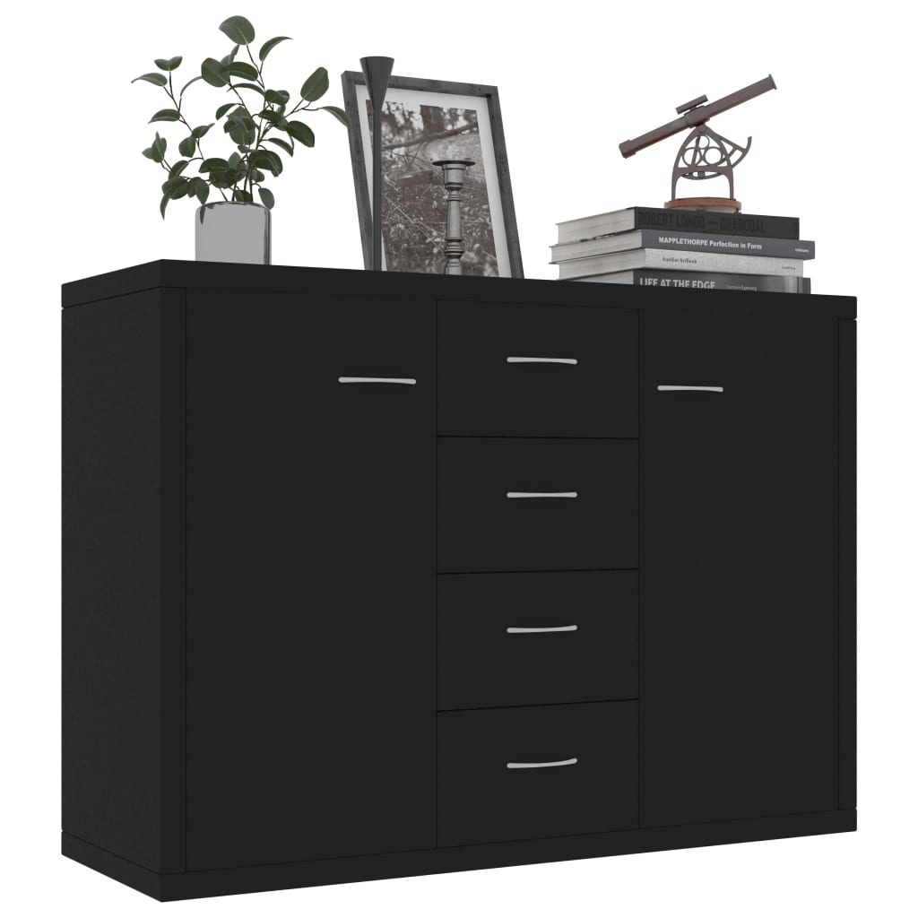 Credenza-Buffet-Armadio da cucina Nera 88x30x65 cm in Legno Multistrato