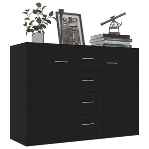 Credenza-Buffet-Armadio da cucina Nera 88x30x65 cm in Legno Multistrato