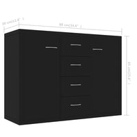 Credenza-Buffet-Armadio da cucina Nera 88x30x65 cm in Legno Multistrato