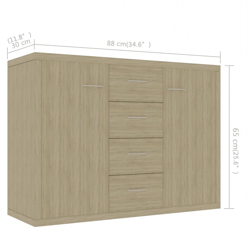 Credenza-Buffet-Armadio da cucina Rovere Sonoma 88x30x65 cm in Legno Multistrato