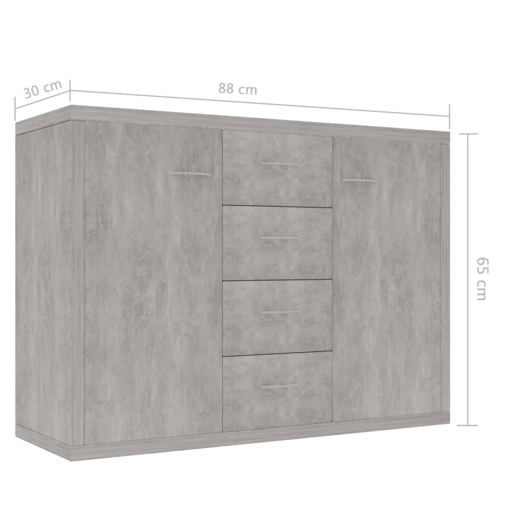 Credenza Grigio Cemento 88x30x65 cm in Legno Multistrato 800688