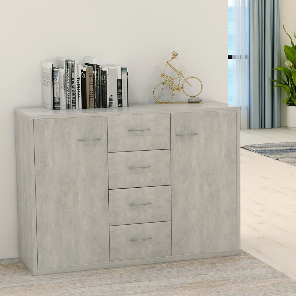 Credenza Grigio Cemento 88x30x65 cm in Legno Multistrato 800688