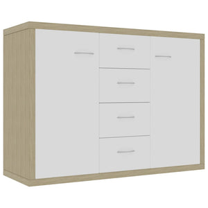 Credenza Bianca e Rovere Sonoma 88x30x65cm in Legno Multistrato 800689