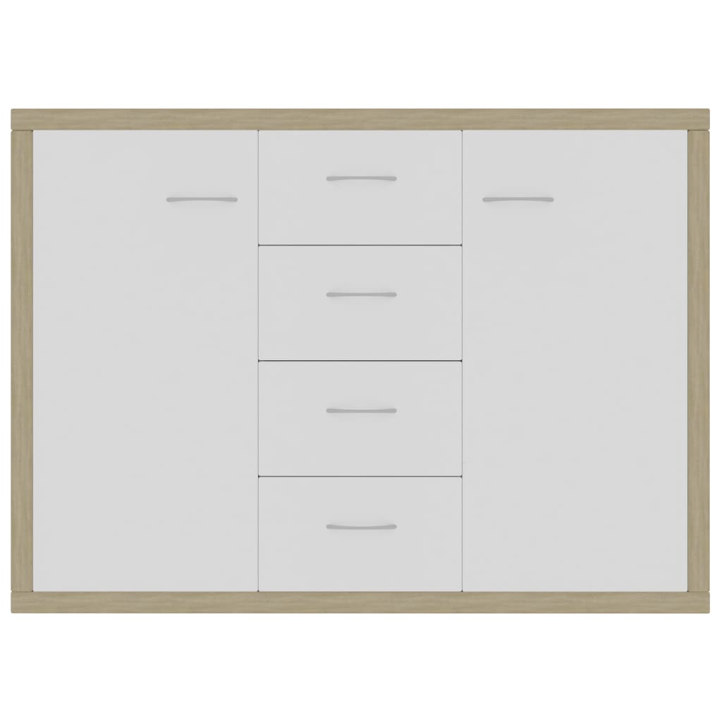 Credenza Bianca e Rovere Sonoma 88x30x65cm in Legno Multistrato 800689