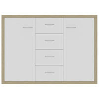 Credenza Bianca e Rovere Sonoma 88x30x65cm in Legno Multistrato 800689